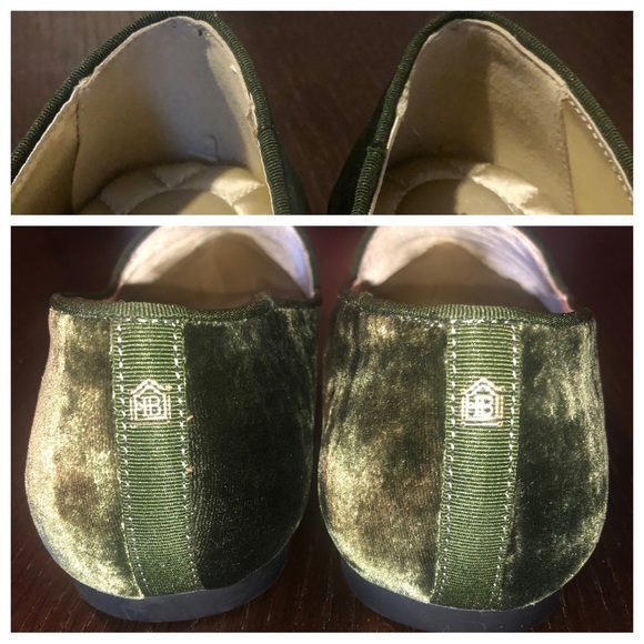 RARE & RETIRED Birdies HERON Olive Luxe Velvet Smoking Flats/Loafers/Slippers - Picture 12 of 16